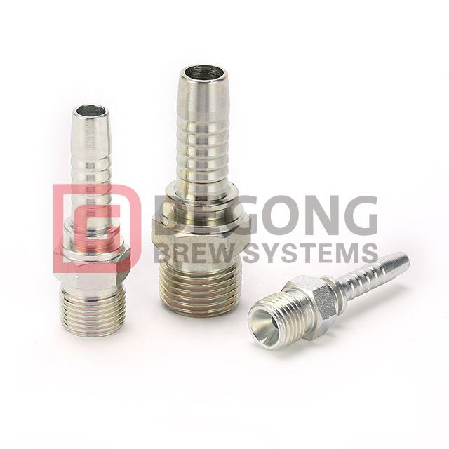 3/8" hangängad slang Rörkoppling X 10 mm hulling slang Svanskoppling Rostfritt stål Hydraulisk slangkoppling